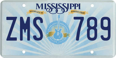 MS license plate ZMS789