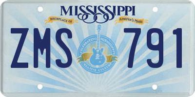 MS license plate ZMS791