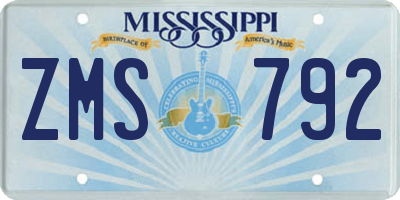 MS license plate ZMS792