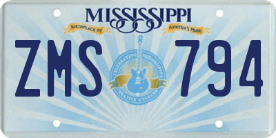 MS license plate ZMS794
