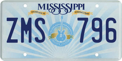MS license plate ZMS796