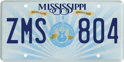 MS license plate ZMS804