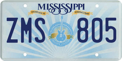 MS license plate ZMS805