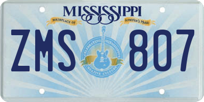 MS license plate ZMS807