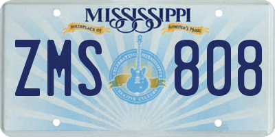 MS license plate ZMS808