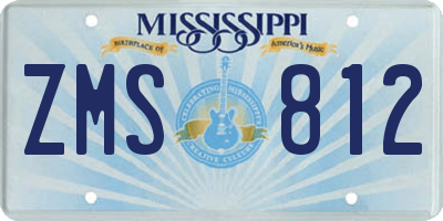 MS license plate ZMS812