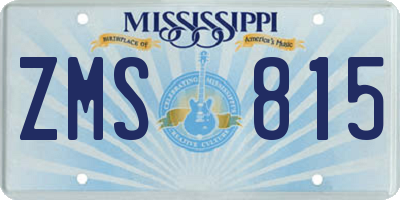 MS license plate ZMS815