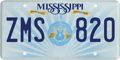 MS license plate ZMS820