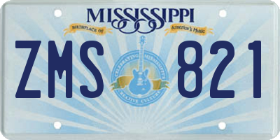 MS license plate ZMS821