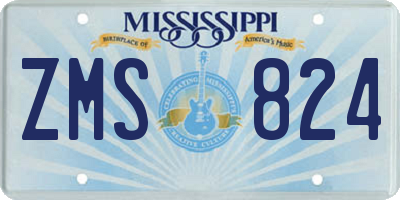 MS license plate ZMS824