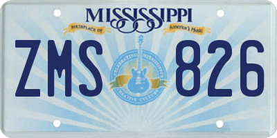 MS license plate ZMS826