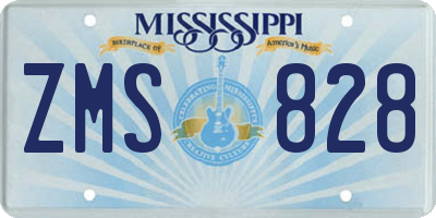 MS license plate ZMS828