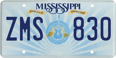 MS license plate ZMS830