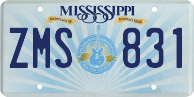 MS license plate ZMS831