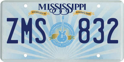 MS license plate ZMS832