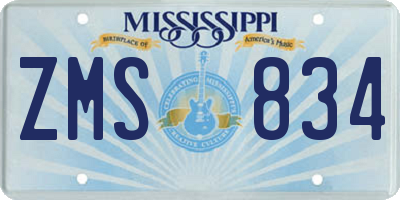 MS license plate ZMS834
