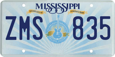 MS license plate ZMS835
