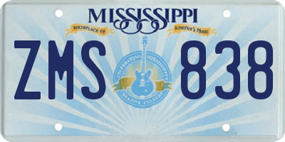 MS license plate ZMS838