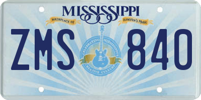 MS license plate ZMS840