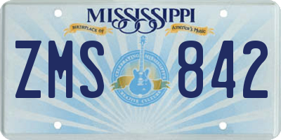 MS license plate ZMS842