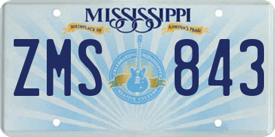 MS license plate ZMS843
