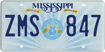 MS license plate ZMS847