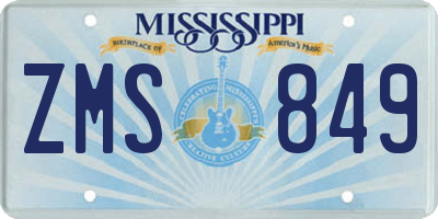 MS license plate ZMS849