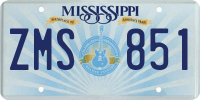 MS license plate ZMS851