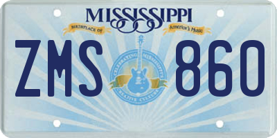 MS license plate ZMS860