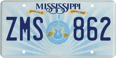 MS license plate ZMS862