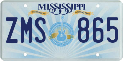 MS license plate ZMS865