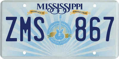 MS license plate ZMS867