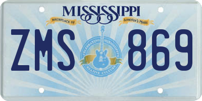 MS license plate ZMS869