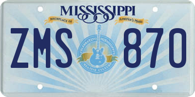 MS license plate ZMS870