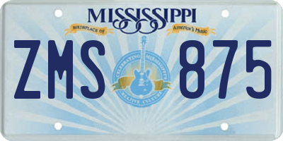 MS license plate ZMS875