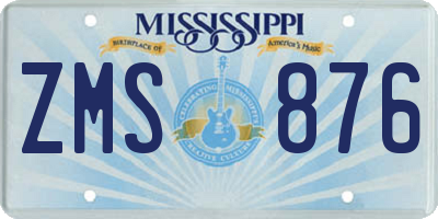 MS license plate ZMS876
