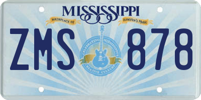 MS license plate ZMS878