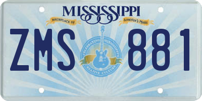 MS license plate ZMS881
