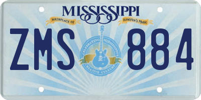 MS license plate ZMS884