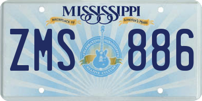 MS license plate ZMS886