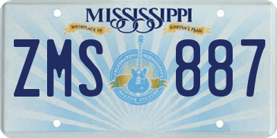 MS license plate ZMS887