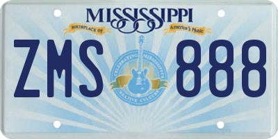 MS license plate ZMS888