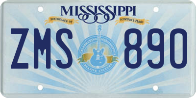 MS license plate ZMS890