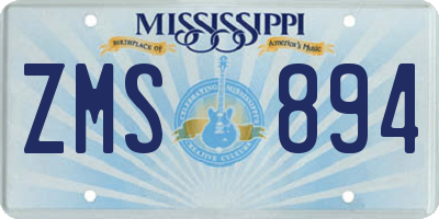 MS license plate ZMS894
