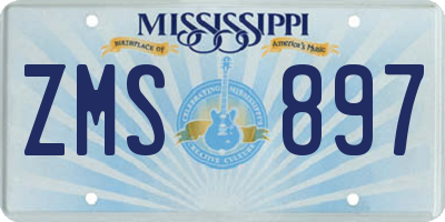 MS license plate ZMS897