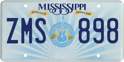 MS license plate ZMS898