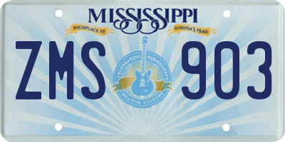 MS license plate ZMS903