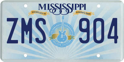 MS license plate ZMS904