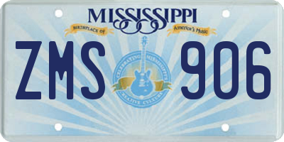 MS license plate ZMS906