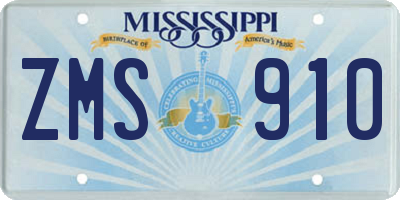 MS license plate ZMS910